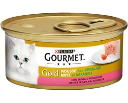 GOURMET | GOLD | Γατοτροφή Μους Με Λαχανικά Πέστροφα & Ντομάτα 85 gr