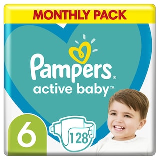 PAMPERS | Πάνες Μωρού Active Baby Νο6 Αποκλειστικά Online 128 Τεμάχια