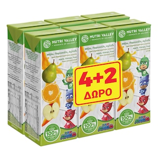 PJ MASKS | Φυσικός Χυμός Μήλο Πορτοκάλι Αχλάδι 250ml 4+2 Δώρο