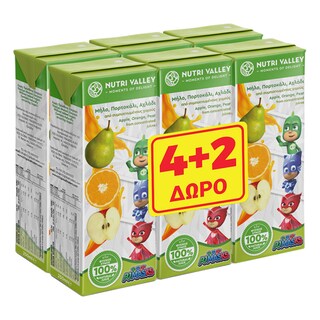 PJ MASKS | Φυσικός Χυμός Μήλο Πορτοκάλι Αχλάδι 250ml 4+2 Δώρο