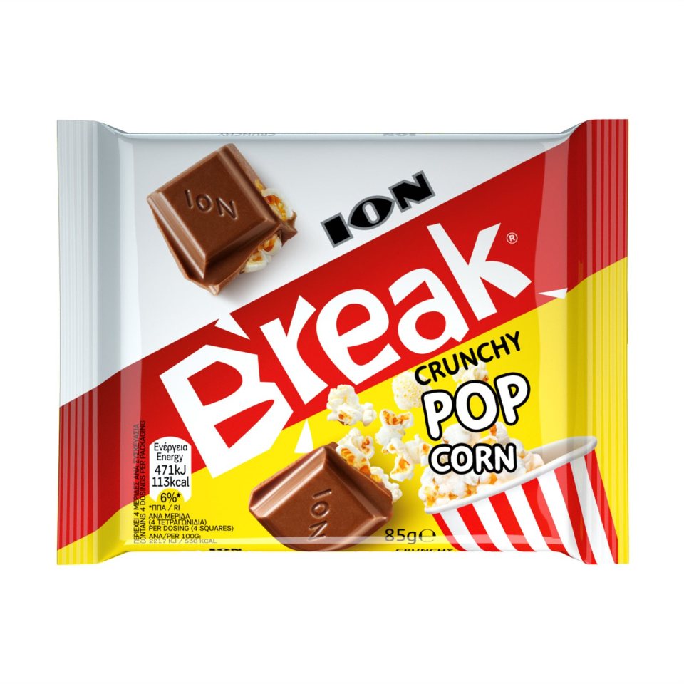 ΙΟΝ | BREAK | Σοκολάτα Γάλακτος Crunchy Pop Corn 85g | AB