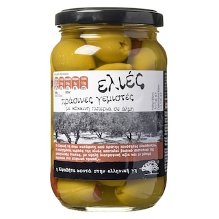 ΑΒ ΚΟΝΤΑ ΣΤΗΝ ΕΛΛΗΝΙΚΗ ΓΗ | Ελιές Πράσινες Με Πιπεριά 215 gr