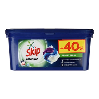SKIP | Kάψουλες Πλυντηρίου Ρούχων Ultimate Spring Fresh Trio 23 Μεζ. Έκπτωση 40%