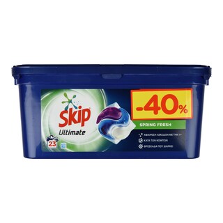 SKIP | Kάψουλες Πλυντηρίου Ρούχων Ultimate Spring Fresh Trio 23 Μεζ. Έκπτωση 40%