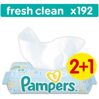 PAMPERS | ΜΩΡΟΜΑΝΤΗΛΑ FRESH CLEAN 192 TEM 2+1 ΔΩΡΟ