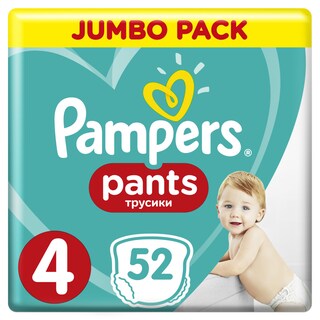 PAMPERS | Πάνες Βρακάκι Μωρού Pants Νο4 9-15kg 52 Τεμάχια