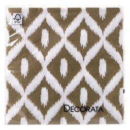 DECORATA | Χαρτοπετσέτες Καφέ Σχέδιο 33x33cm 20 Τεμάχια 113g