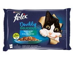 FELIX | Γατοτροφή AGAIL Doubly Delicious Ψαρικά σε Ζελέ 4x85g