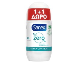 SANEX | Αποσμητικό Roll On Zero% Extra Control 50ml 1+1 Δώρο