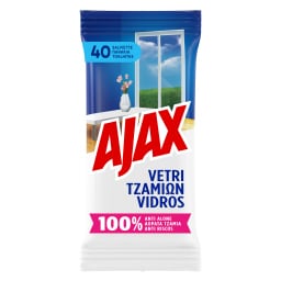 AJAX | Πανάκια Καθαρισμού Για Τζάμια 40 Τεμάχια