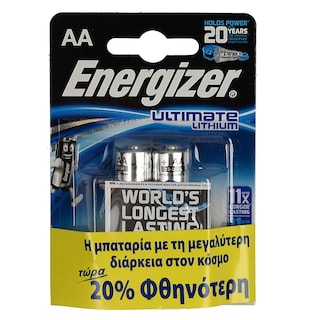 ENERGIZER | ΜΠΑΤΑΡΙΕΣ ΑΑ L91 ΛΙΘΙΟΥ ULTIMATE 2TEM. 20%