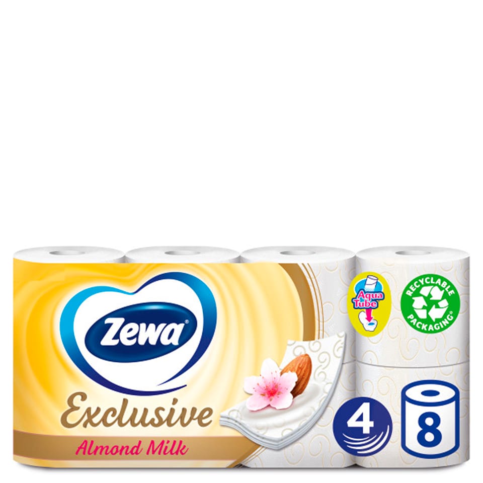 ZEWA Χαρτί Υγείας Exclusive Almond Milk 4 Φύλλα 8 Ρολά 765g