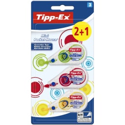 TIPPEX | Διορθωτική Ταινία Mini Pocket Mouse Διάφορα Χρώματα 3 Τεμάχια (2+1 Δώρο)