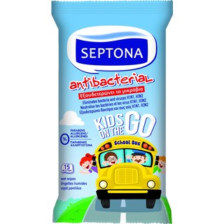 SEPTONA | Αντιβακτηριδιακά Μαντηλάκια Kids on The Go 15 Τεμάχια
