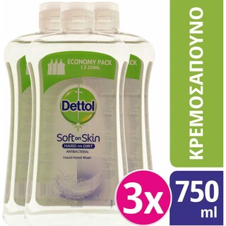DETTOL | Κρεμοσάπουνο Sensitive Αποκλειστικά Online 3x750ml