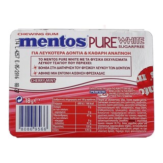 MENTOS | PURE WHITE | ΤΣΙΚΛΕΣ ΚΕΡΑΣΙ ΜΕΝΤΑ 18 GR