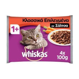WHISKAS | WHISKAS ΦΑΚΕΛΑΚΙ ΚΡΕΑΣ 4Χ100ΓΡ