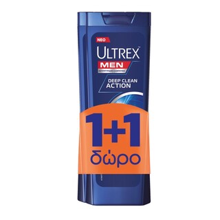 ULTREX | Σαμπουάν Αντιπιτυριδικό Deep Clean Action 360ml 1+1 Δώρο