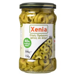 XENIA | Green Olives Slices 40% Less Salt 150g