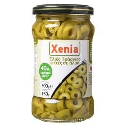 XENIA | Ελιές Πράσινες Φέτες 40% Λιγότερο Αλάτι 150g