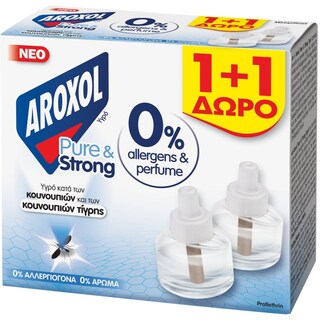 AROXOL | Εντομοαπωθητικό Υγρό Pure & Strong Ανταλλακτικό 25ml 1+1 Δώρο