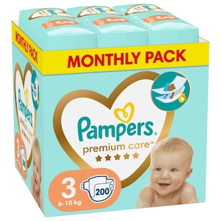 PAMPERS | Πάνες Μωρού Premium Care Νο3 Αποκλειστικά Online 200 Τεμάχια