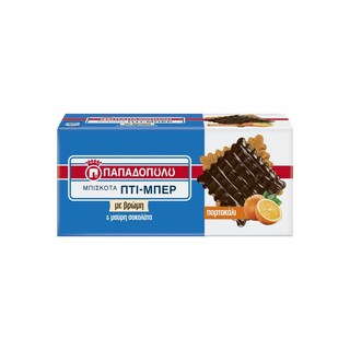 ΠΑΠΑΔΟΠΟΥΛΟΥ | ΠΤΙ ΜΠΕΡ | Μπισκότα Πτι Μπερ Βρώμη Πορτοκάλι Μαύρη Σοκολάτα 200g