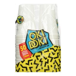 OKI DOKI | Ποτήρια Πλαστικά Λευκά 240ml 50 Τεμάχια