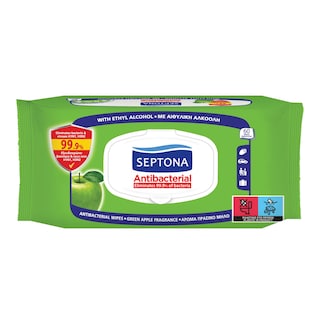 SEPTONA | Antibacterial Wipes Green Apple 60 Pieces