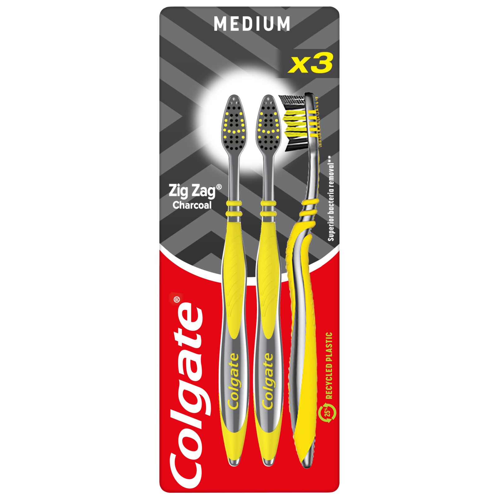 COLGATE Οδοντόβουρτσα Zig Zag Charcoal 3 Τεμάχια