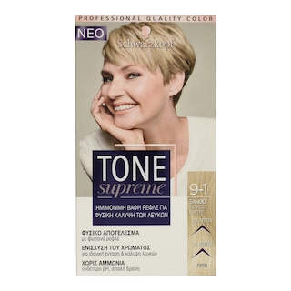 TONE SUPREME | Βαφή Μαλλιών Νο 9-1 Ξανθό Ανοιχτό Σαντρέ 1 Τεμ.