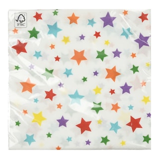 DECORATA | Χαρτοπετσέτες Πολύχρωμα Αστέρια 33x33cm 20 Τεμάχια