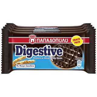 ΠΑΠΑΔΟΠΟΥΛΟΥ | Μπισκότα Digestive Μαύρη Σοκολάτα 4x67g