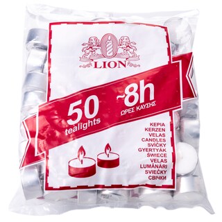 LION | Κεριά Ρεσώ Λευκά 50 Τεμάχια