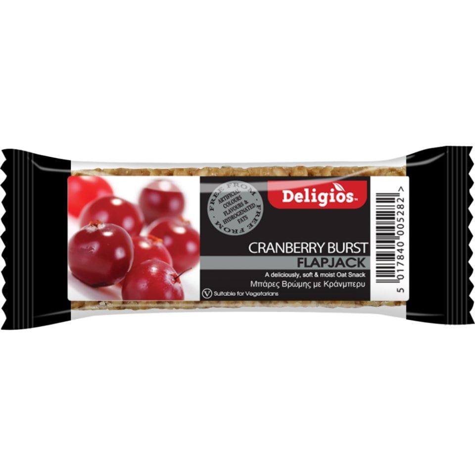 DELIGIOS Μπάρα Δημητριακών Με Κράνμπερυ 80gr