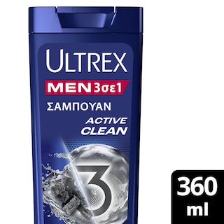 ULTREX | Σαμπουάν Active Clean 3σε1 Αντιπιτυριδικό 360ml