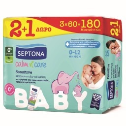 Μωρομάντηλα Calm N Care Sensitive 60 Τεμάχια 2+1 Δώρο