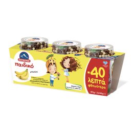 ΟΛΥΜΠΟΣ | Επιδόρπιο Γιαουρτιού Παιδικό Μπανάνα 3x145g Έκπτωση 0.40Ε