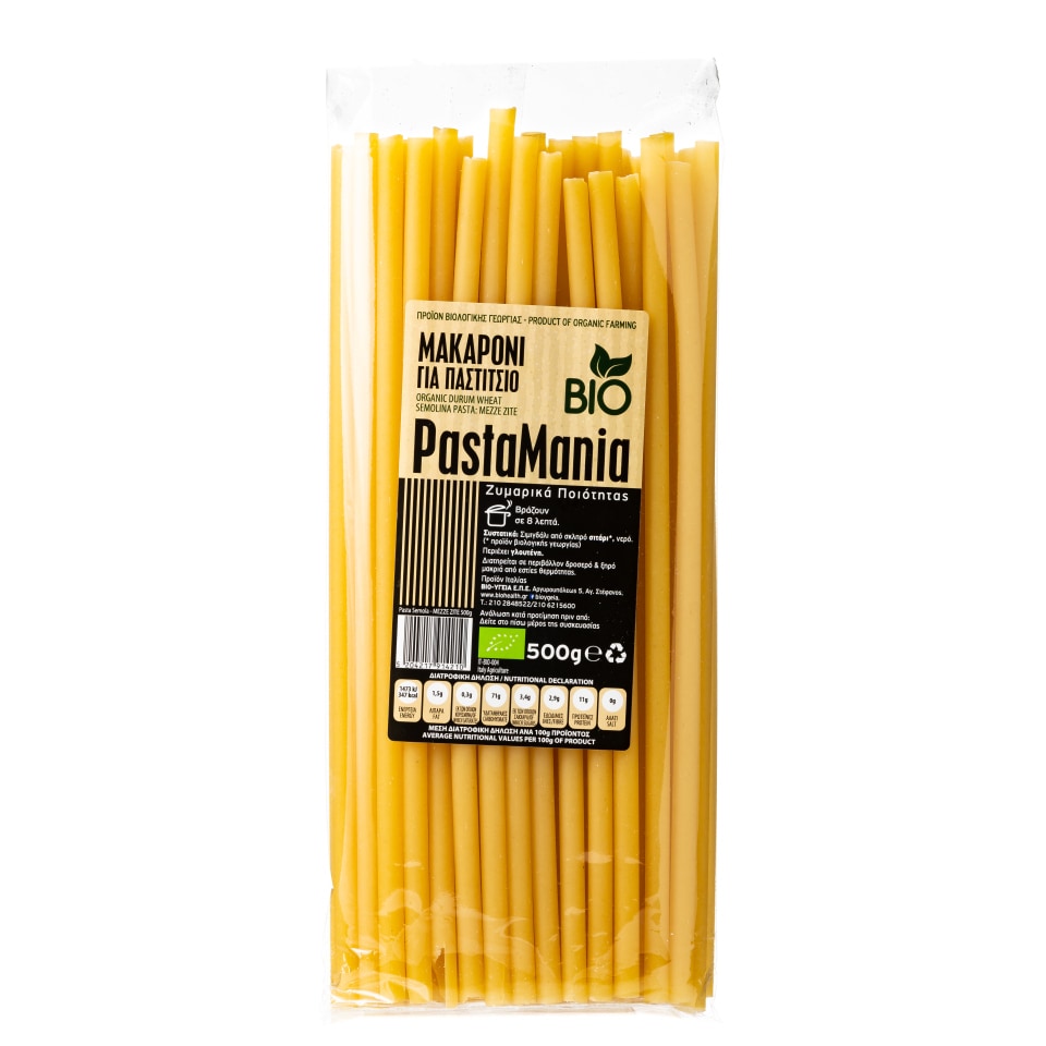 PASTAMANIA Μακαρόνια για Παστίτσιο Bio 500g