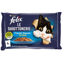 FELIX | Γατοτροφή AGAIL Σολομός και Τόνος σε Ζελέ 4x85g