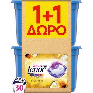 LENOR | Kάψουλες Πλυντηρίου Ρούχων Allin1 Pods Gold Orchid 15 Τεμάχια 1+1 Δώρο