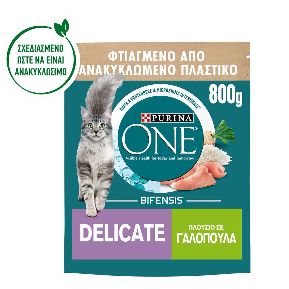 PURINA ONE Γατοτροφή Delicate Γαλοπούλα & Ρύζι 800g