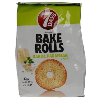 7DAYS | BAKE ROLLS | ΠΑΞΙΜΑΔΑΚΙΑ ΜΕ ΣΚΟΡΔΟ ΚΑΙ ΠΑΡΜΕΖΑΝΑ 80 GR