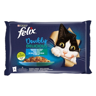 FELIX | Γατοτροφή AGAIL Doubly Delicious Ψαρικά σε Ζελέ 4x85g