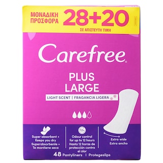 CAREFREE | Σερβιετάκια Plus Large 28 + 20 Τεμάχια Δώρο