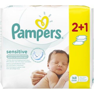 PAMPERS | NEW BABY SENSITIVE | DIAPERS SENSITIVE 168 ΤΕΜ 2 + 1 ΔΩΡΟ