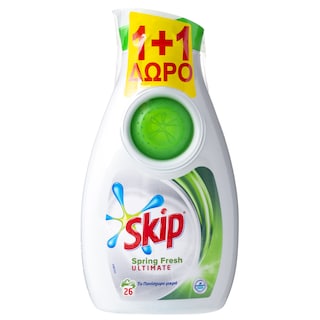 SKIP | Υγρό Πλυντηρίου Ρούχων Ultimate Spring Fresh 26 Μεζούρες 1+1 Δώρο