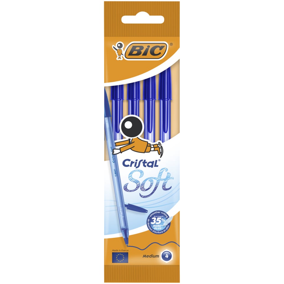 BIC Στυλό Cristal Soft 1.2mm Μπλε 4 Τεμάχια