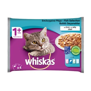 WHISKAS | Γατοτροφή Ψάρι σε Ζελέ  4 X 100 gr