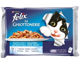 FELIX | Γατοτροφή Σολομός και Τόνος σε Ζελέ 4x100g